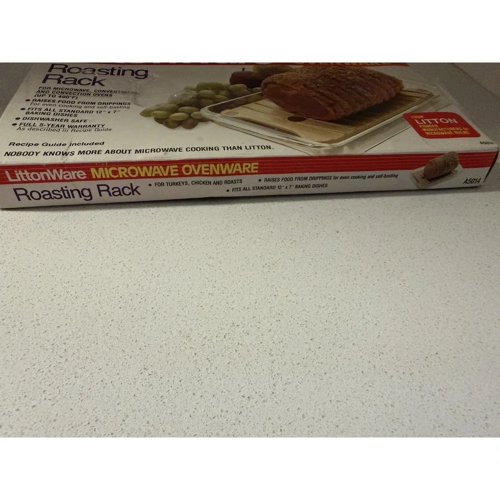LittonWare Roasting Rack Kitchen Tan Speckled Vintage Microwave Ovenware A5014
